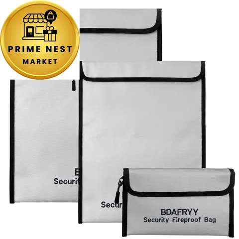 3 Pcs Fireproof Waterproof Money Important Document Bag(2000℉),Fire White