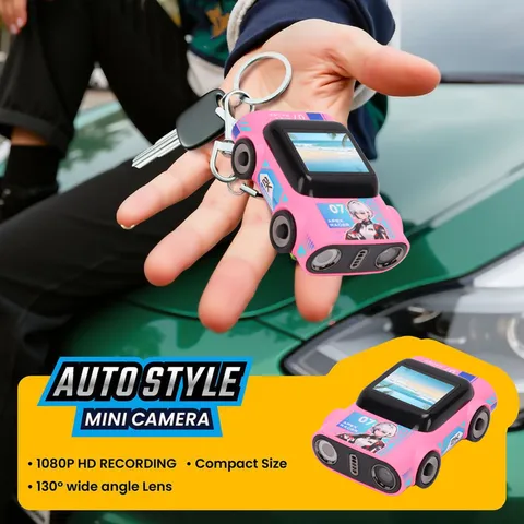 Car Shaped Keychain Camera 2K Video Recording 130° Wide Angle Thumb Sized C YWRO