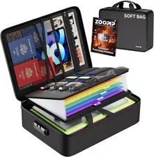 Fireproof Document Bag with Lock,Soft-Shell Document Organizer with Water-Resist