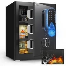 Safe Box, Money Safe with Fireproof Waterproof Bag, Medium Size Safes with Di...
