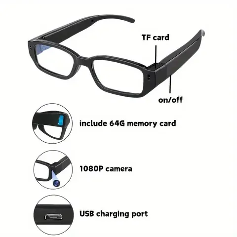 Camera Wearable Video Recording Glasses 1080P - Outdoor Sports Camera Glasses wi