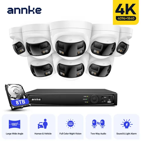 ANNKE 4K Dual Lens Color POE IP Security Camera System 8CH 12MP NVR 2 Way Audio