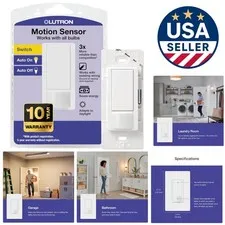 Elegant White Maestro Motion Sensor Light Switch with Occupancy/Vacancy Modes