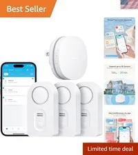 WiFi Water Leak Detector 3 Packs, Leak Alert with Remotely Email/APP Push and...