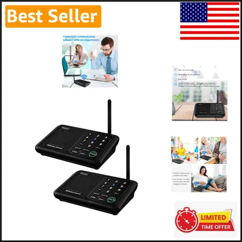 Wireless Intercom System for Home & Office - 1 Mile Range, 10 Channels, 2 Pack