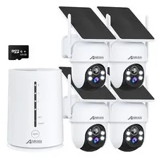 ANRAN Solar Security Cameras Wireless Outdoor Home WIFI 360° View 4 Camera Kits