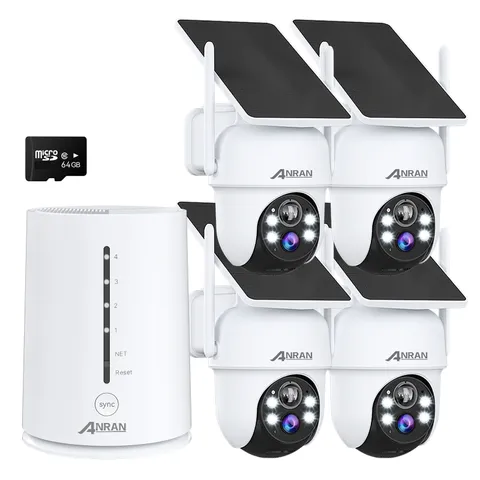 ANRAN Solar Security Cameras Wireless Outdoor Home WIFI 360° View 4 Camera Kits
