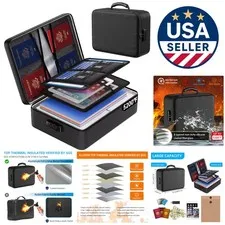 Multi-Compartment Fireproof Document Organizer with Lock - 15L Portable Storage
