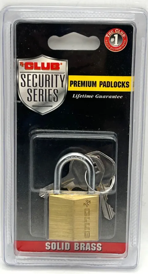The Club UTL815 Solid Brass Padlock 30mm Keyed Lock New Sealed Security Series