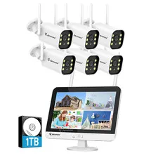 JENNOV 5MP WiFi 6‑Pack Outdoor Security IP Camera NVR Kit IP66 CCTV Night Vision