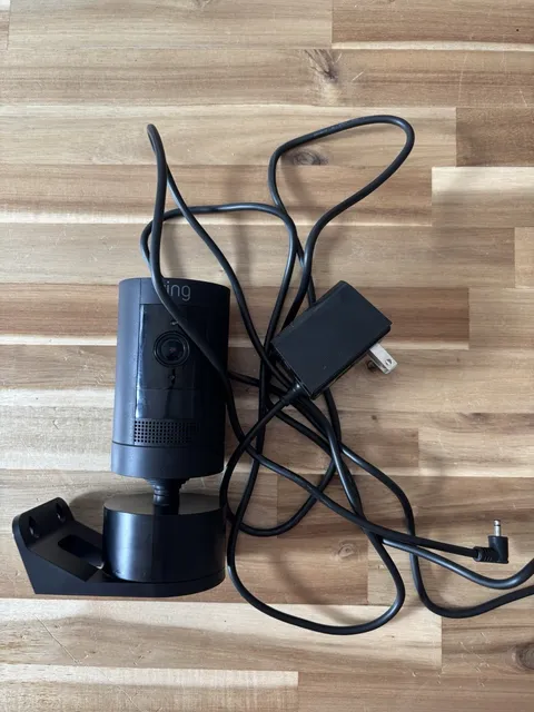 Ring Stick Up Cam Black Wired Wi‑Fi 1080p FHD Wall Plug-In Indoor/Outdoor