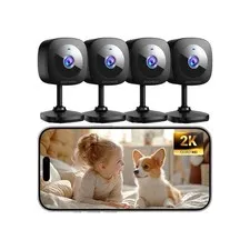 ZEEPORTE 2K Indoor Cameras for Home Security - Baby Monitor and Dog Pet Camer...