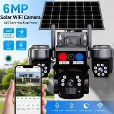 Outdoor Wireless Solar Security Cameras 6MP Night Vision WiFi Surveillance Cam