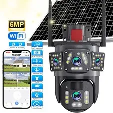 6MP Solar Security Camera Wireless Outdoor PTZ Night Vision WiFi Surveillance