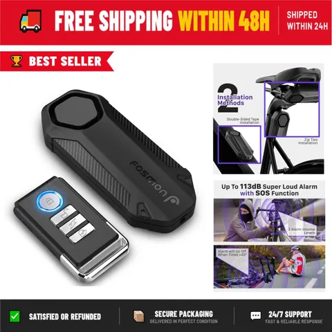 Fosmon 113dB Bike Alarm with Remote, Motion Sensor Anti-Theft System