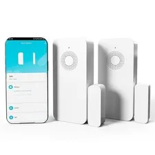WiFi Door Window Alarm, Smart Contact Sensor with APP Alerts & Sound Light Alarm
