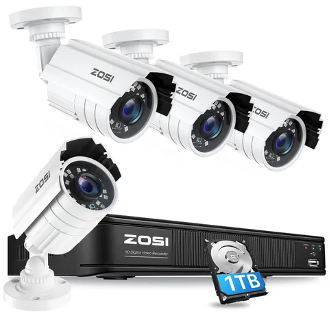 ZOSI H.265+ 5MP-Lite 8CH DVR Outdoor 1080P CCTV Security Camera System 1TB HDD