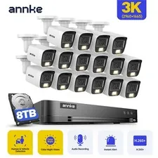 ANNKE 16CH 4K DVR 5MP AI Color Night CCTV Security Camera System Audio Recording