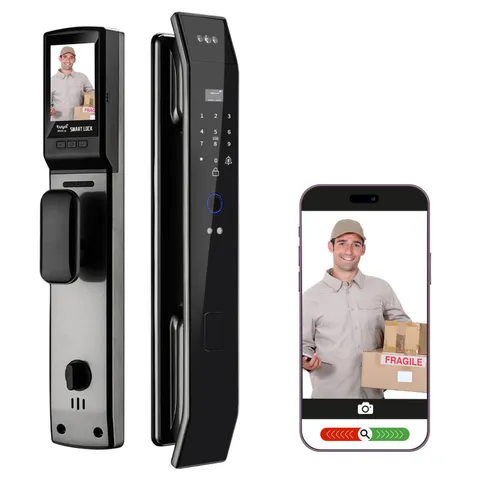 Smart Door Lock with 3D Face Recognition & Camera, Intercome, Doorbell, Finge...