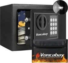 Money Safe Box Home W/ Sensor Light & Fireproof Money Bag 0.23 Cubic Feet