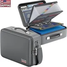 Fireproof Document Box Water-Resistant Hard Shell Secure Storage W/ Lock New