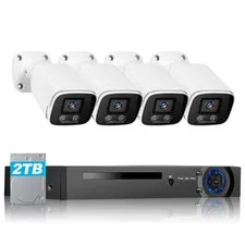 4MP POE Audio Recording Security Camera System 8CH NVR AI Human Detection 2TB