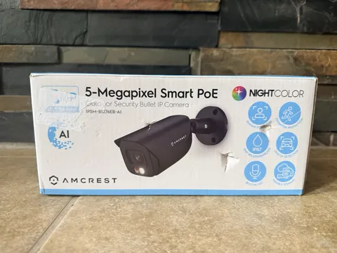 Amcrest 5MP PoE IP Outdoor Bullet Camera Black Night Vision Mic IP5M-B1276EB-AI