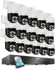 ZOSI 16CH 16 x 4K 8MP PT POE Security Camera System AI Detect 2-Way Audio 4TB