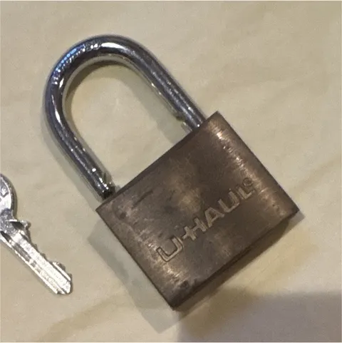 U-Haul Brass & Steel Keyed Padlock 15mm Shackle Medium, 1 Key