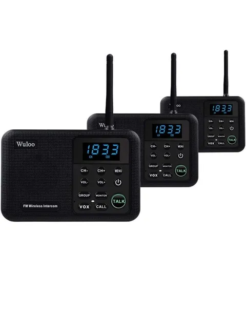 Wuloo Intercoms Wireless 3 Pack 1 Mile Range 22 Channel (No AC Adapter)