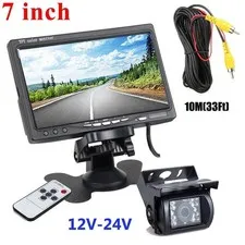 Bileeko 12-24v For RV Truck Bus Van Car IR Back Up Camera Night Vision System 7"