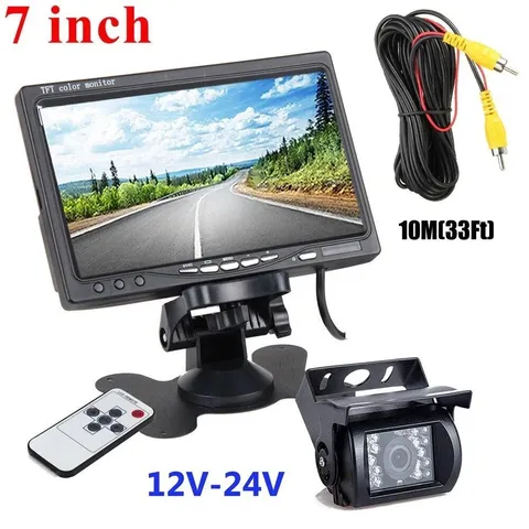 Bileeko 12-24v For RV Truck Bus Van Car IR Back Up Camera Night Vision System 7"