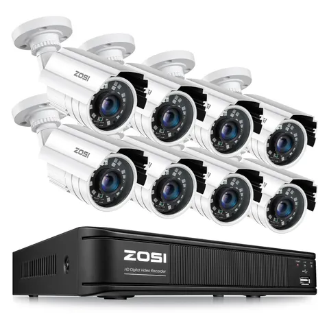 ZOSI H.265+ 1080P HD Outdoor CCTV Security Camera System 2MP Camera Night Vision