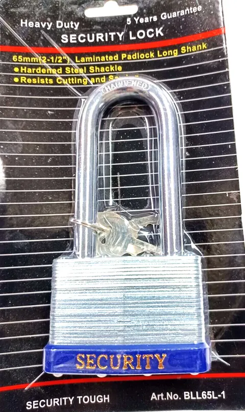 LOCK 65 mm 2-1/2" Padlock - 2 keys long shank padlocks 3.5" shank approx.