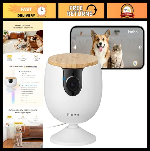 Mini Pet Camera with 2-Way Audio, Bark Alerts, Rotating View, No Subscription