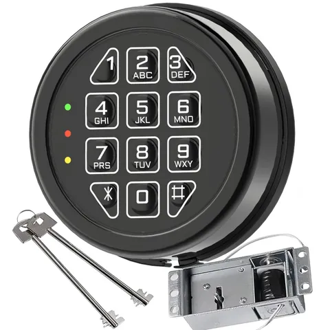 High Security Electronic Safe Lock Replacement Solenoid With Keys, Black