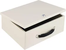 Portable Fire Safe Box with Key Lock, Fire Resistant Metal Lock Box for Document