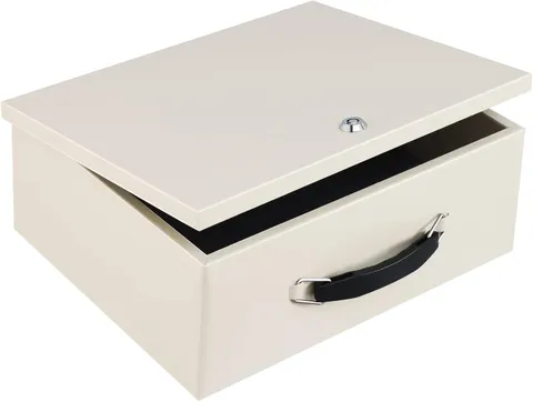 Portable Fire Safe Box with Key Lock, Fire Resistant Metal Lock Box for Document