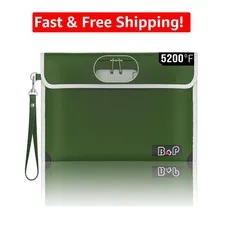 Secure Waterproof Fireproof Bag with Combination Lock - Olive Drab 11”x7.7”