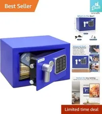 Versatile Digital Safe Box - Protect Cash & Jewelry | Easy Installation, Blue