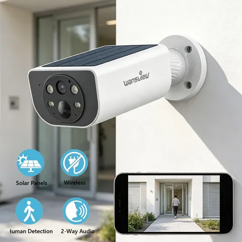 Wansview Security Cameras Wireless Outdoor, Solar&Battery Powered, AI Detection