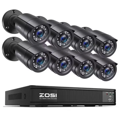 H. 265+ 8 Channel DVR Home Security System with 8-Wired 1080P Full HD Outdoor Bu