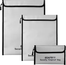 3 Pcs Fireproof Waterproof Money Important Document Bag(2000?),Fire Proof Bag fo