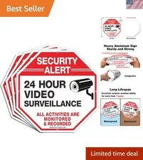 Video Surveillance Signs, Security Signs,Octagon 12 x12 Inches 40Mil Thick Al...