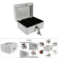 1Pc Iron Lockable Security Box For Cash Money Home Office Popular