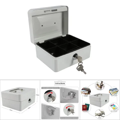 1Pc Iron Lockable Security Box For Cash Money Home Office Popular