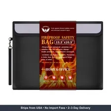 Fireproof Money Bag for Cash 13.3"x10.3", Fireproof Document Bag & Passport Hold