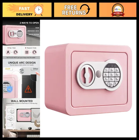 Mini Digital Safe Box for Home - Pink Electronic Security Cabinet, 0.23 Cubic Ft