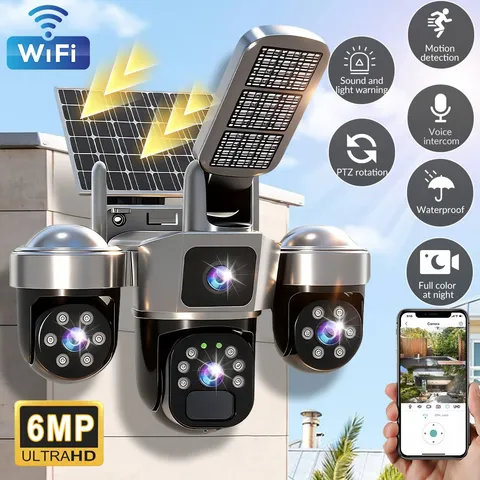 WiFi Solar Security Camera PTZ Outdoor Home Surveillance CCTV Cam Night Vision