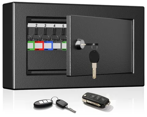 20 Position Wall Mounted Key Lock Box, Anti-Theft Metal Key Safe with Key Loc...